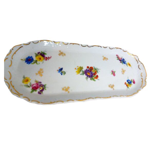 Vintage Reichenbach Germany Fine Bone China Floral Tray - Picture 1 of 6